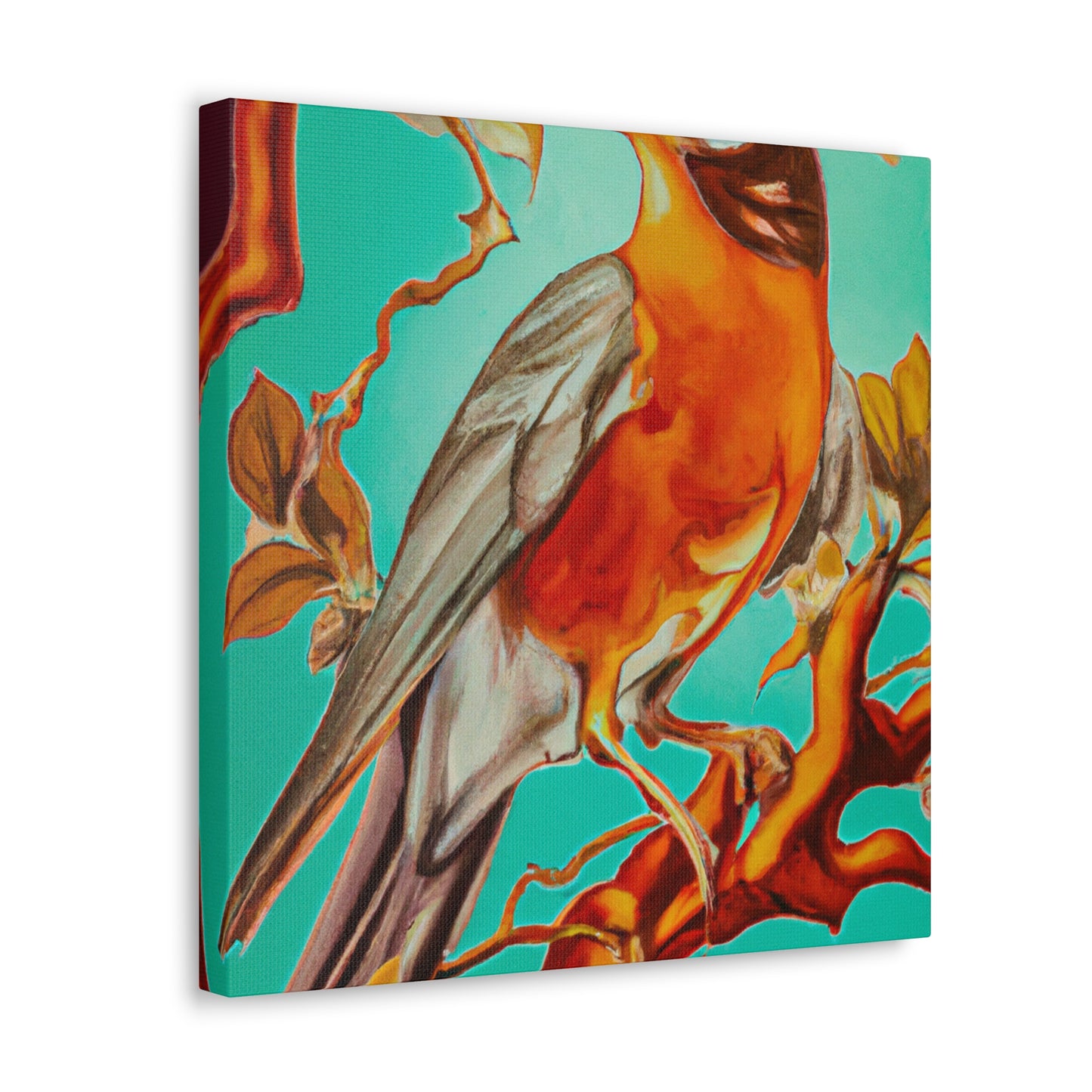 "American Robin's Songbird Symphony" - Canvas