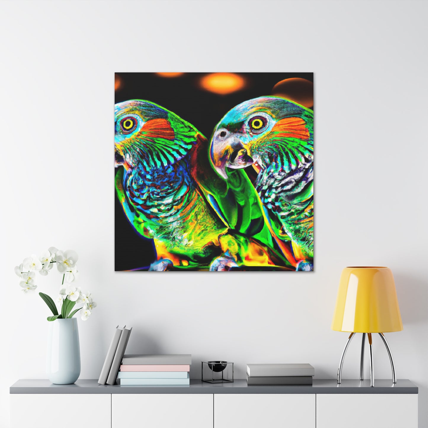 Parrots in Flight Forever - Canvas