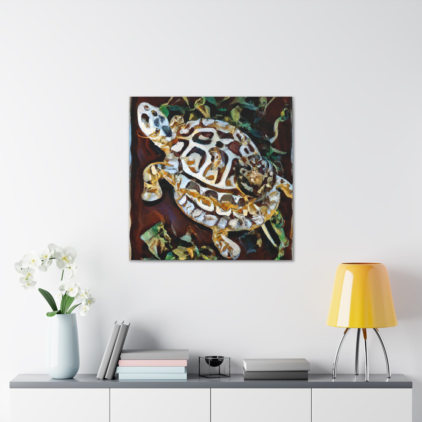 "Box Turtle in Bloom" - Canvas