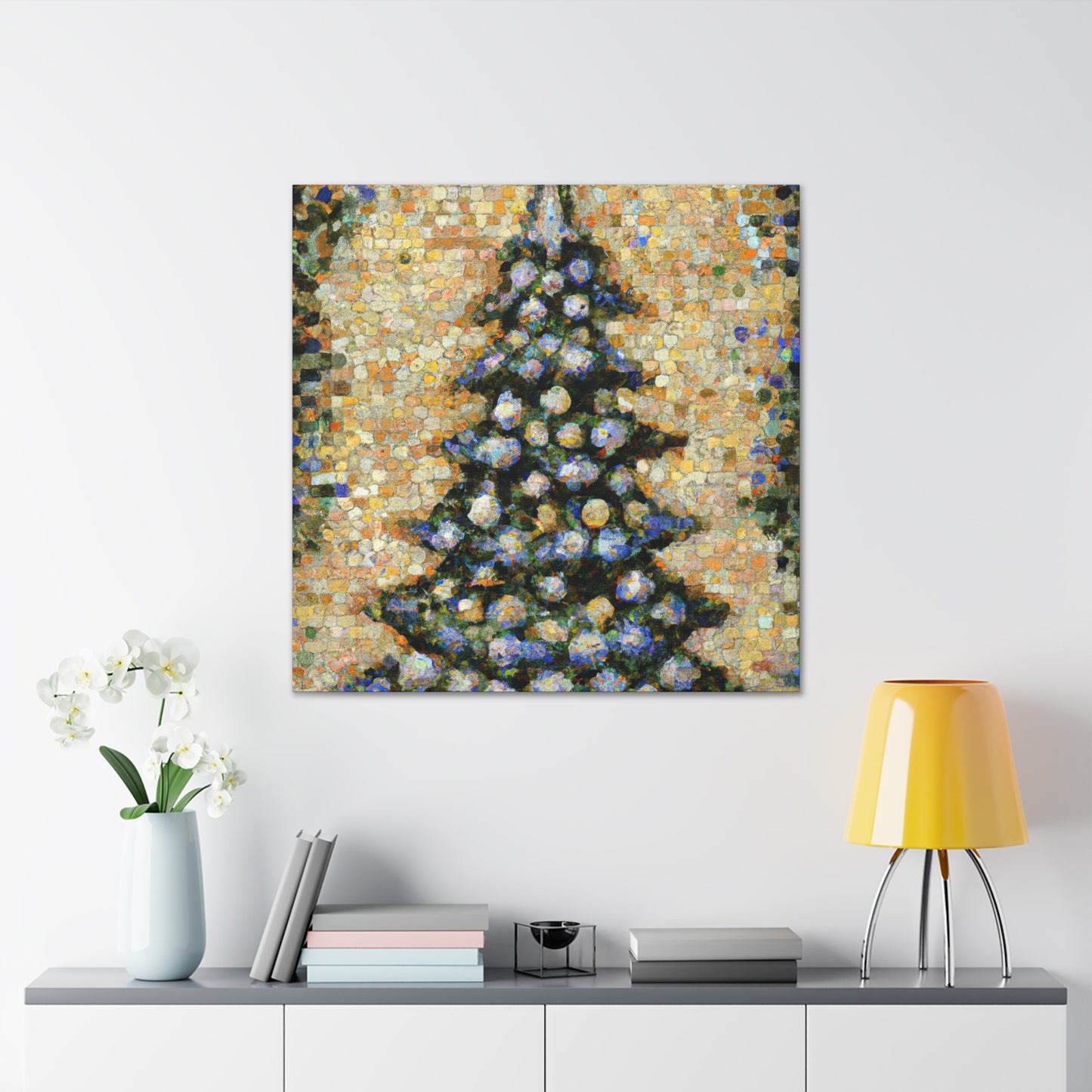 Christmas Tree Pointillism - Canvas