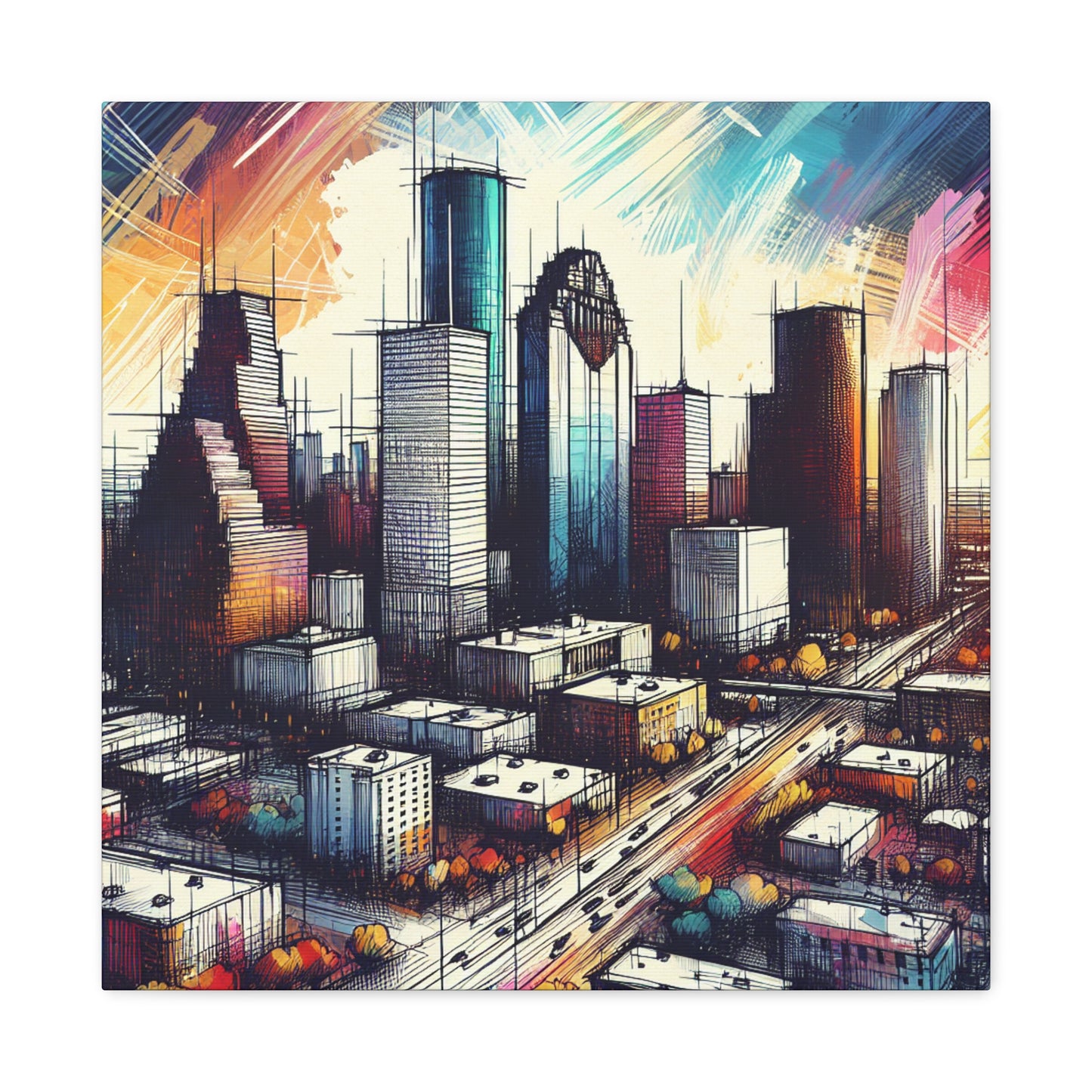 "Urban Luminosity: Houston's Vibes" - Canvas