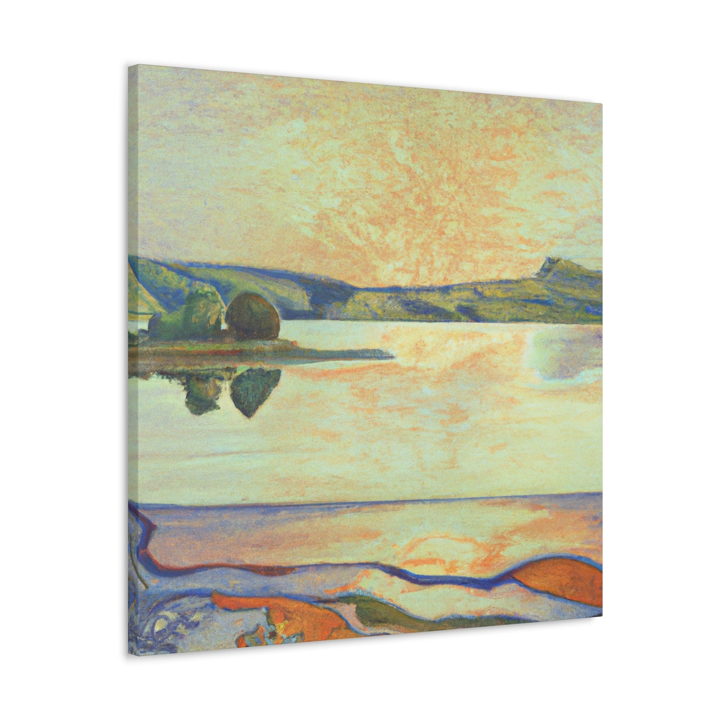 "Lake Reflection Sunset" - Canvas