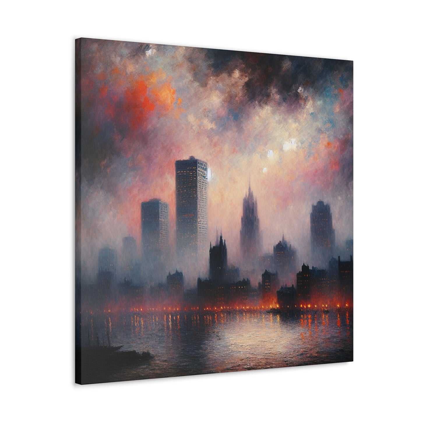 "Whispering Rivers, Vibrant City" - Canvas