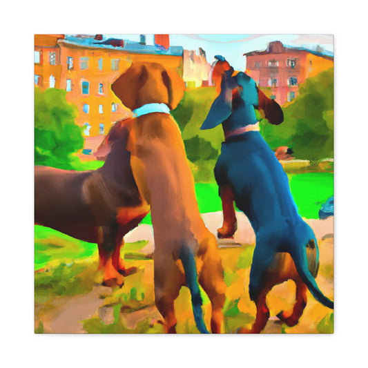 "Dappled Dachshund Delight" - Canvas