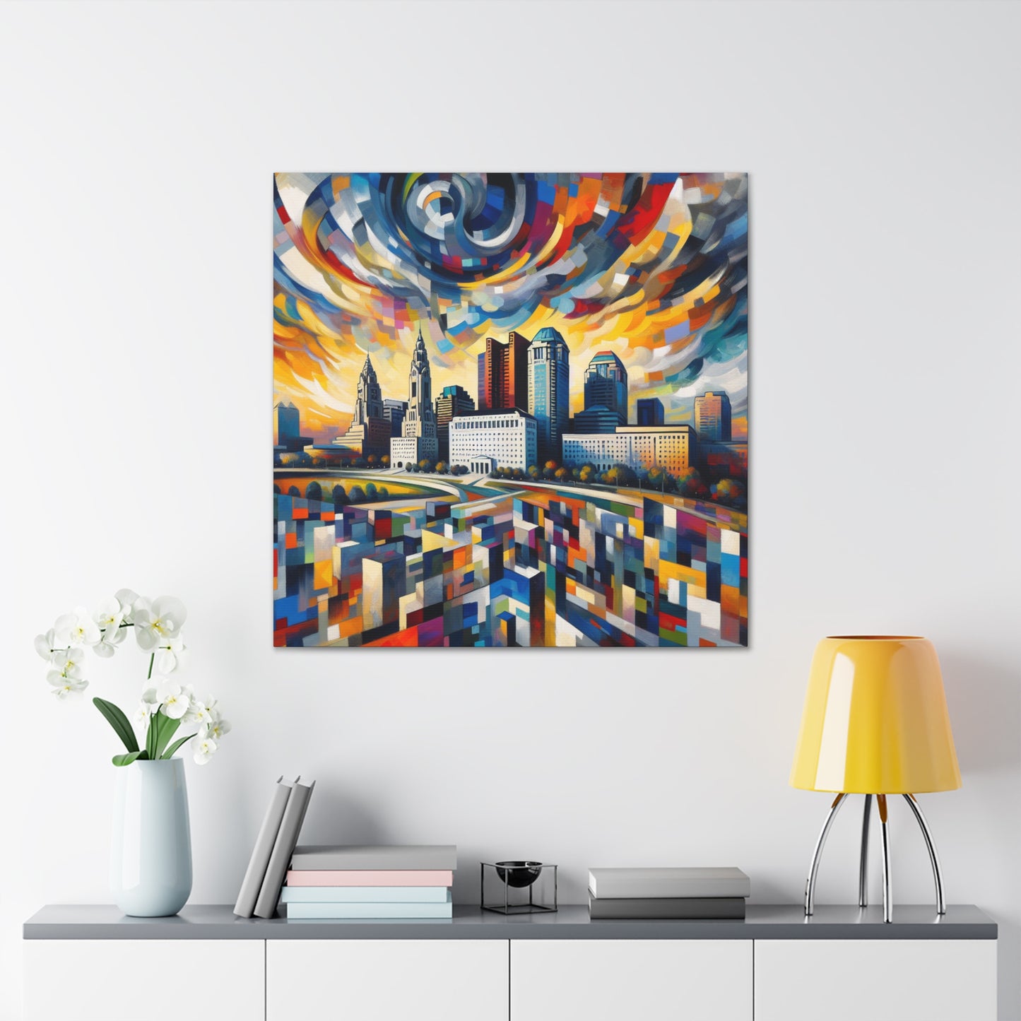 "Dynamic Dreamscape: Columbus Chronicles" - Canvas