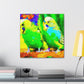 Budgies in Bloom. - Canvas