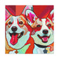 Corgis in Flowers Bloom - Canvas