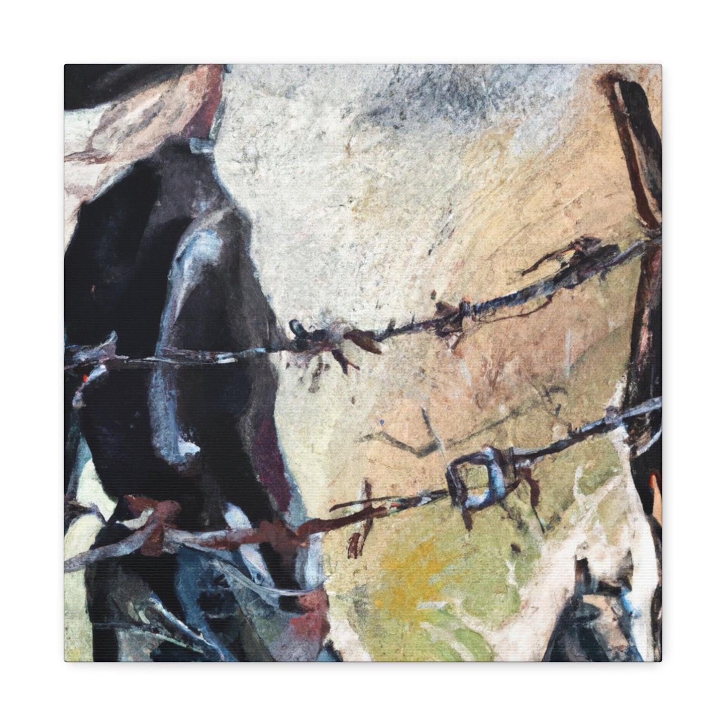 "Barbed Wire Embrace" - Canvas