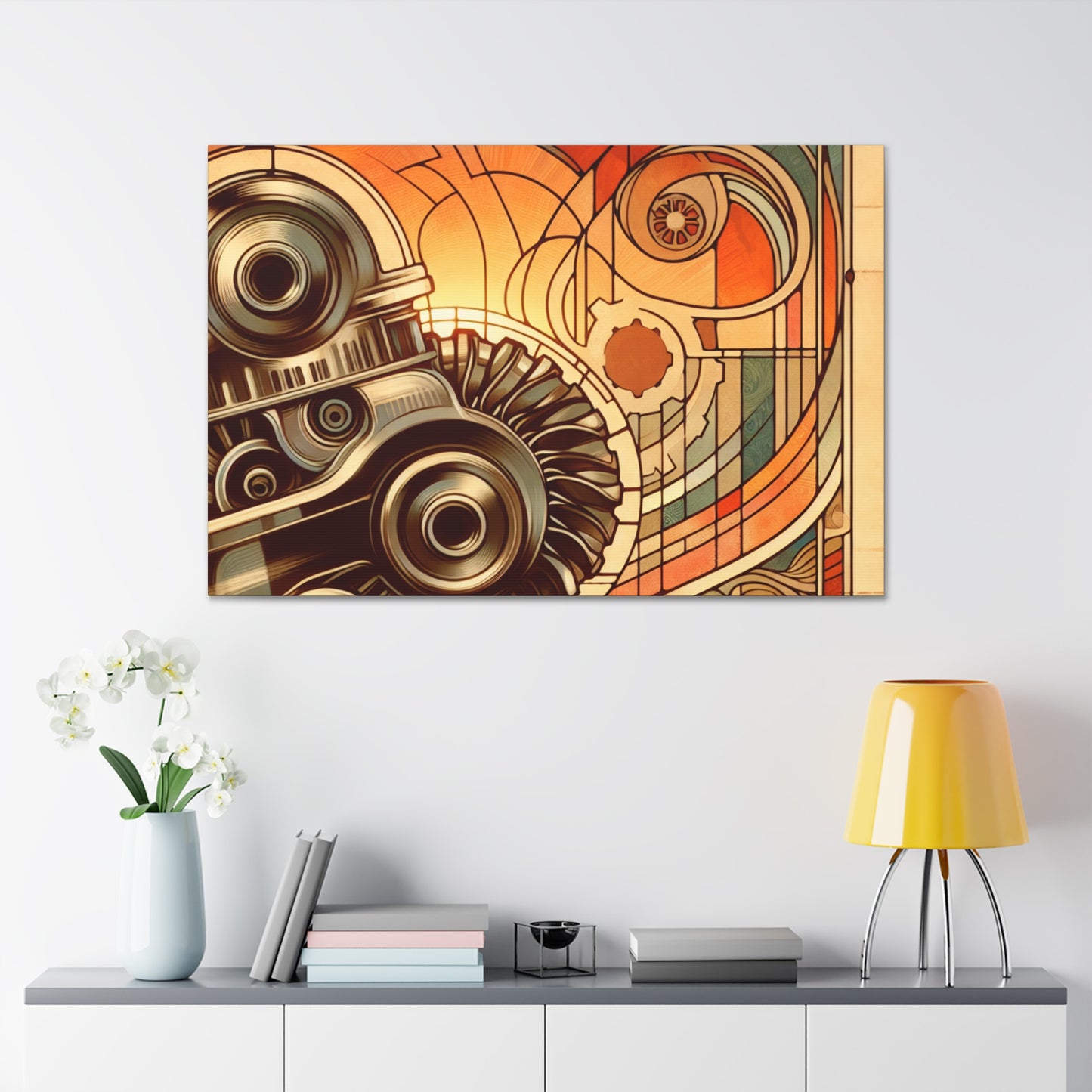 "Gilded Mechanism's Elegance" - Canvas