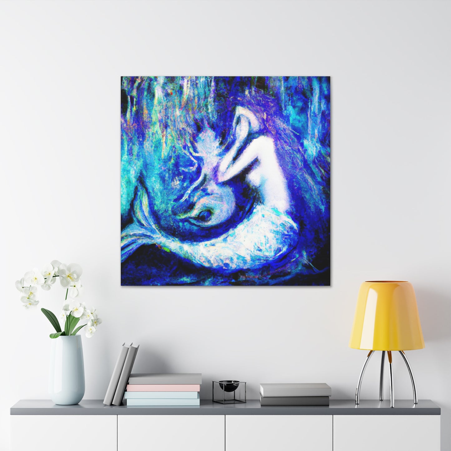 Mermaid's Midnight Gaze - Canvas