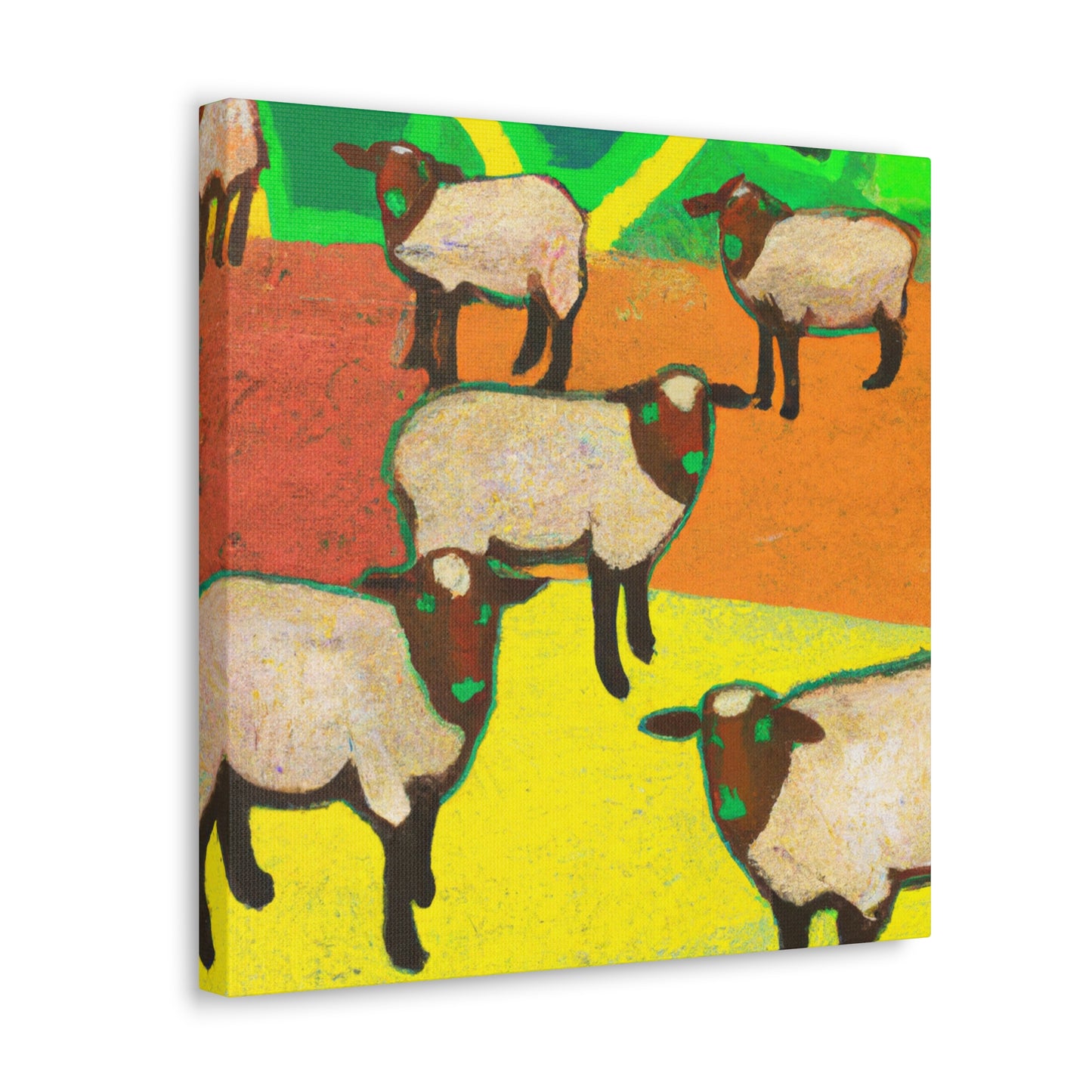 Sheep in Red Pastures - Canvas