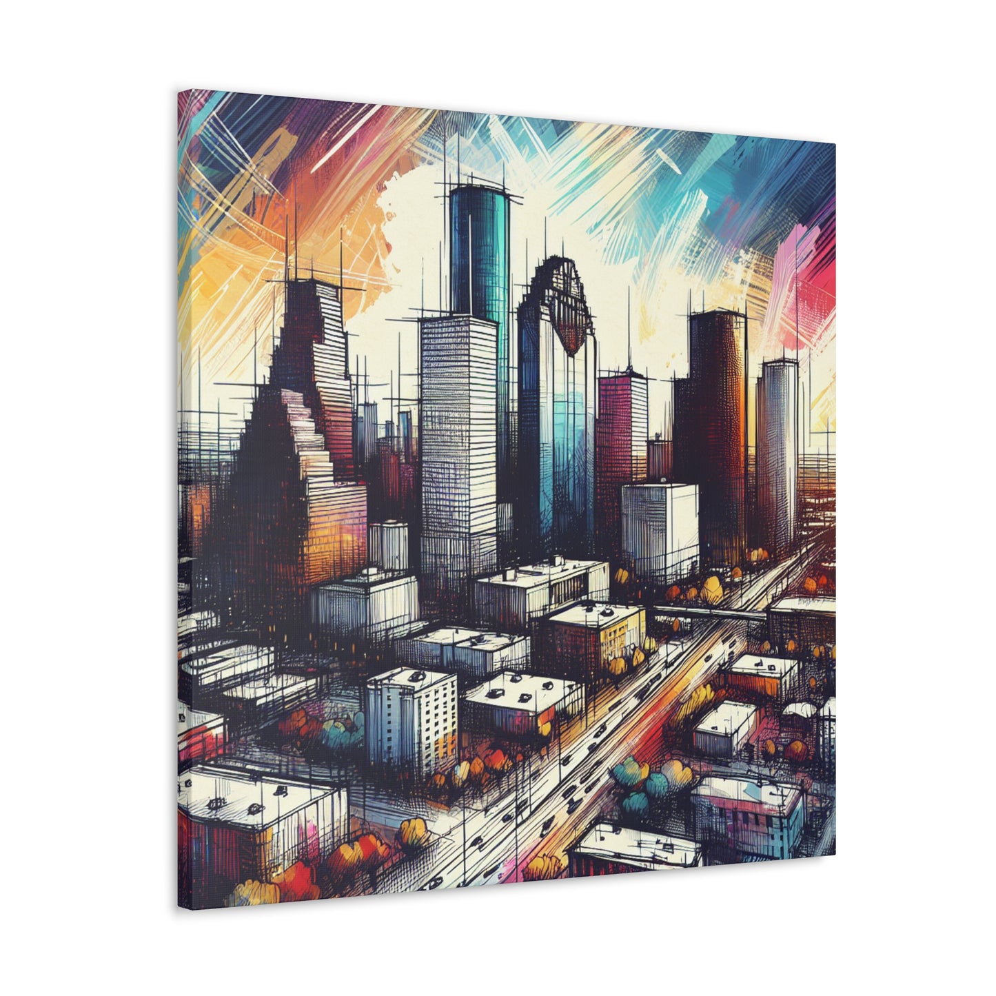 "Urban Luminosity: Houston's Vibes" - Canvas