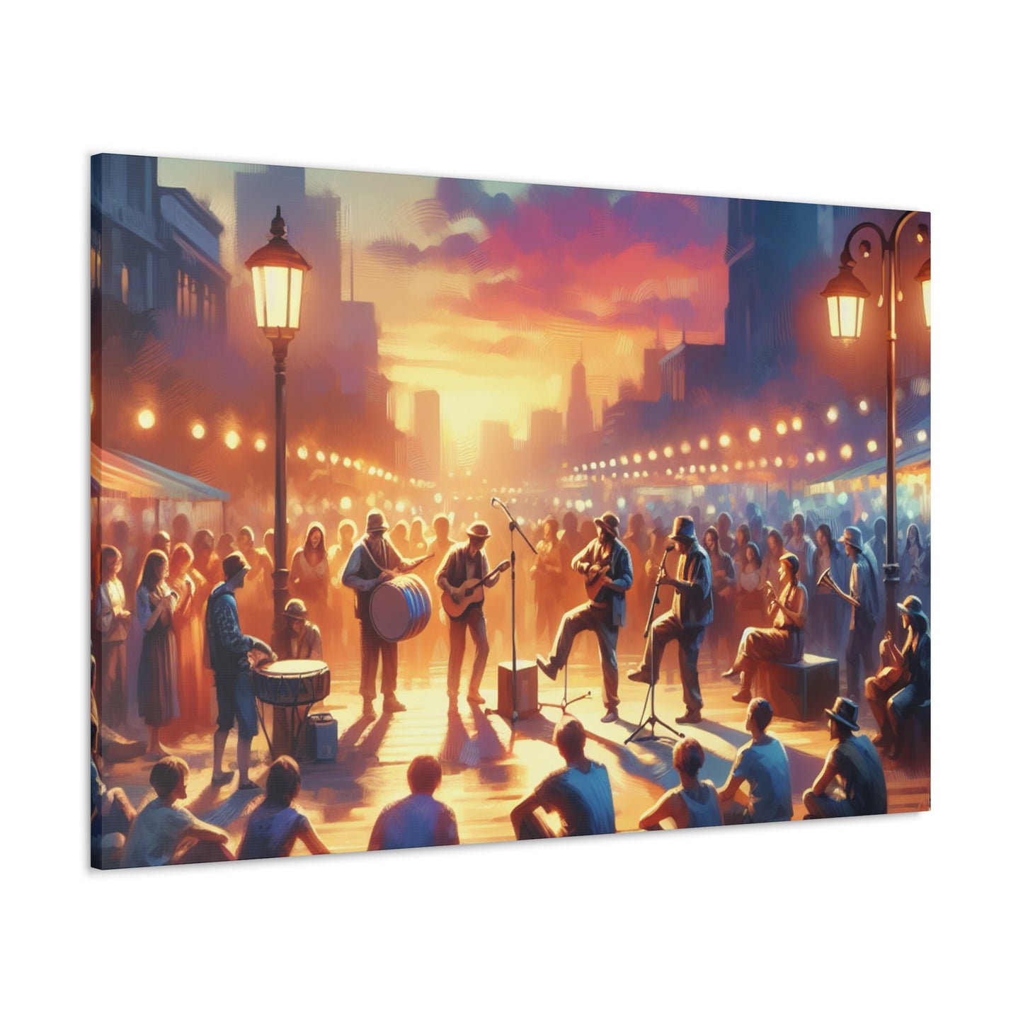 "Buskers' Vibrant Street Showcase" - Canvas