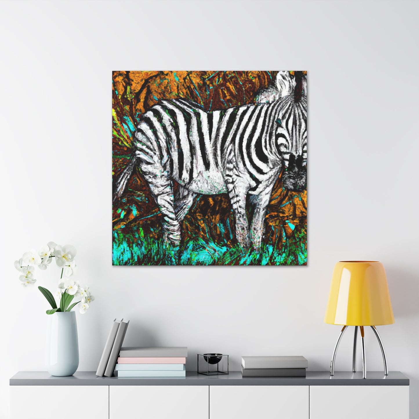 "Zebra's Striped Reflection" - Canvas