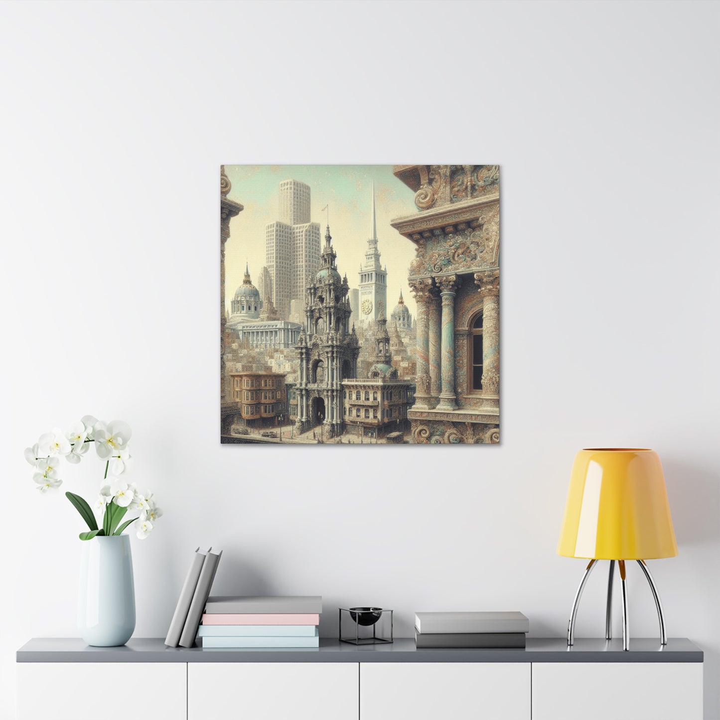 "Golden City's Rococo Splendor" - Canvas