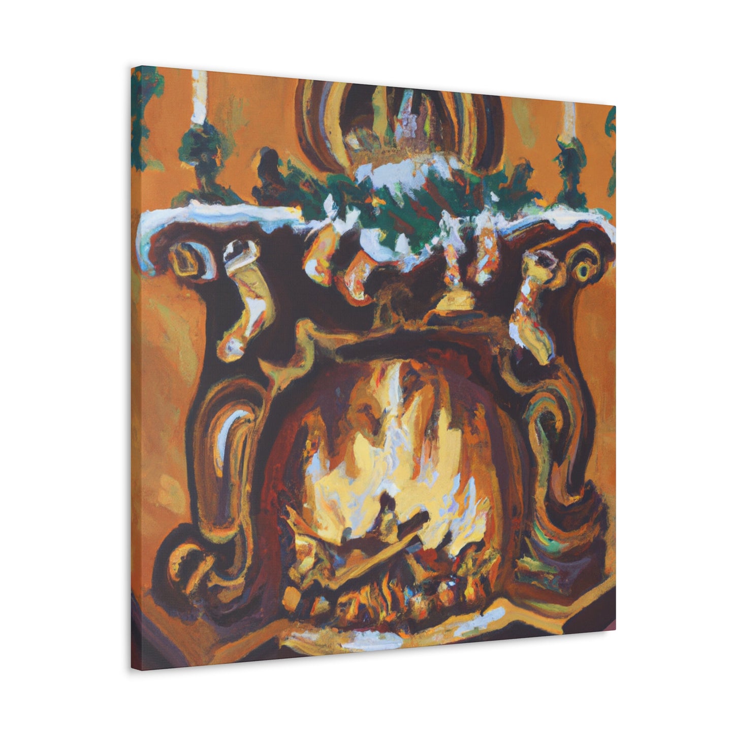 "Fireplace Hearth Splendor" - Canvas