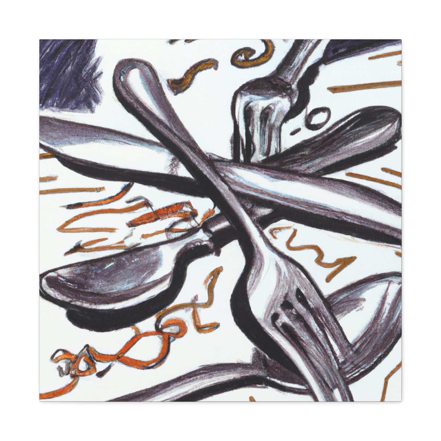 Silvered Utensils Art - Canvas