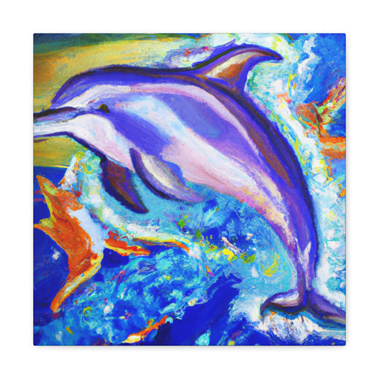 Dolphins Along the Shore - Canvas