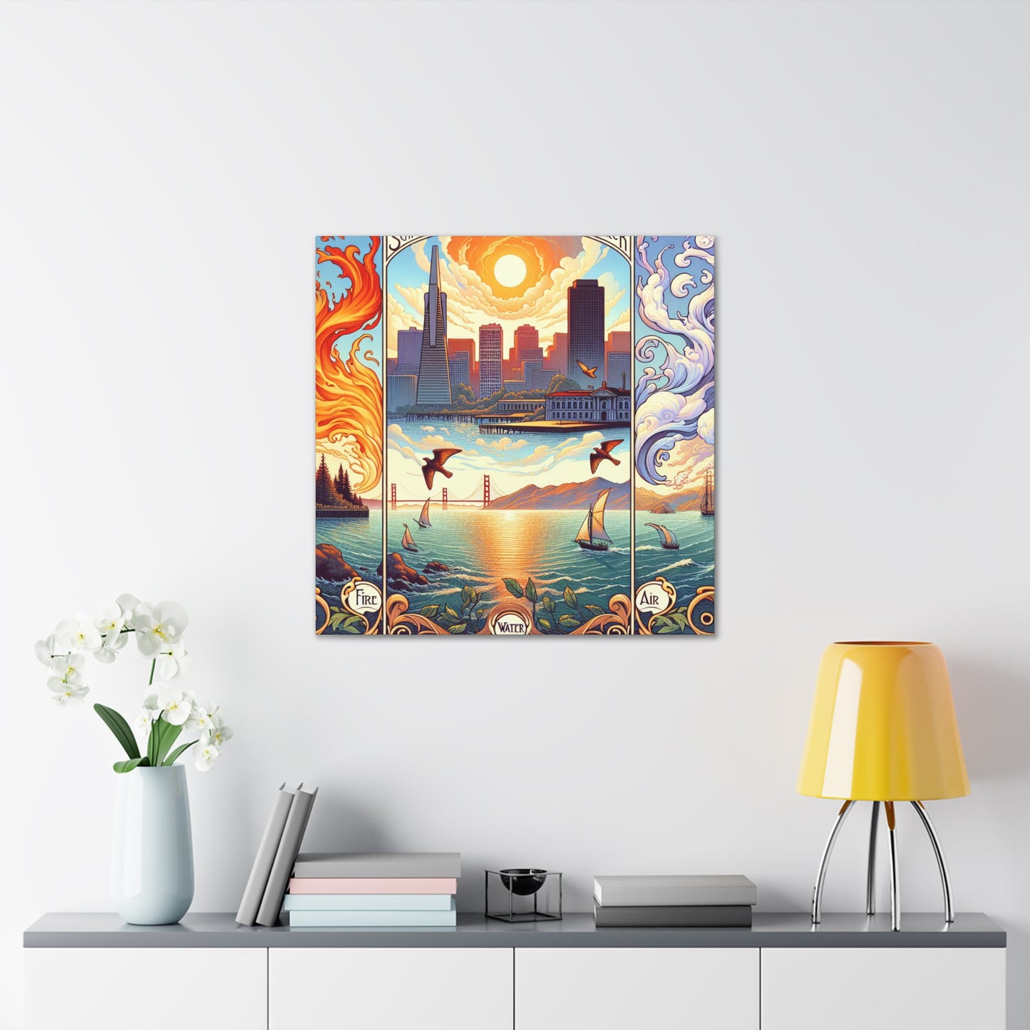 "Golden City Whispers" - Canvas