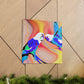 Parakeets in Flight. - Canvas