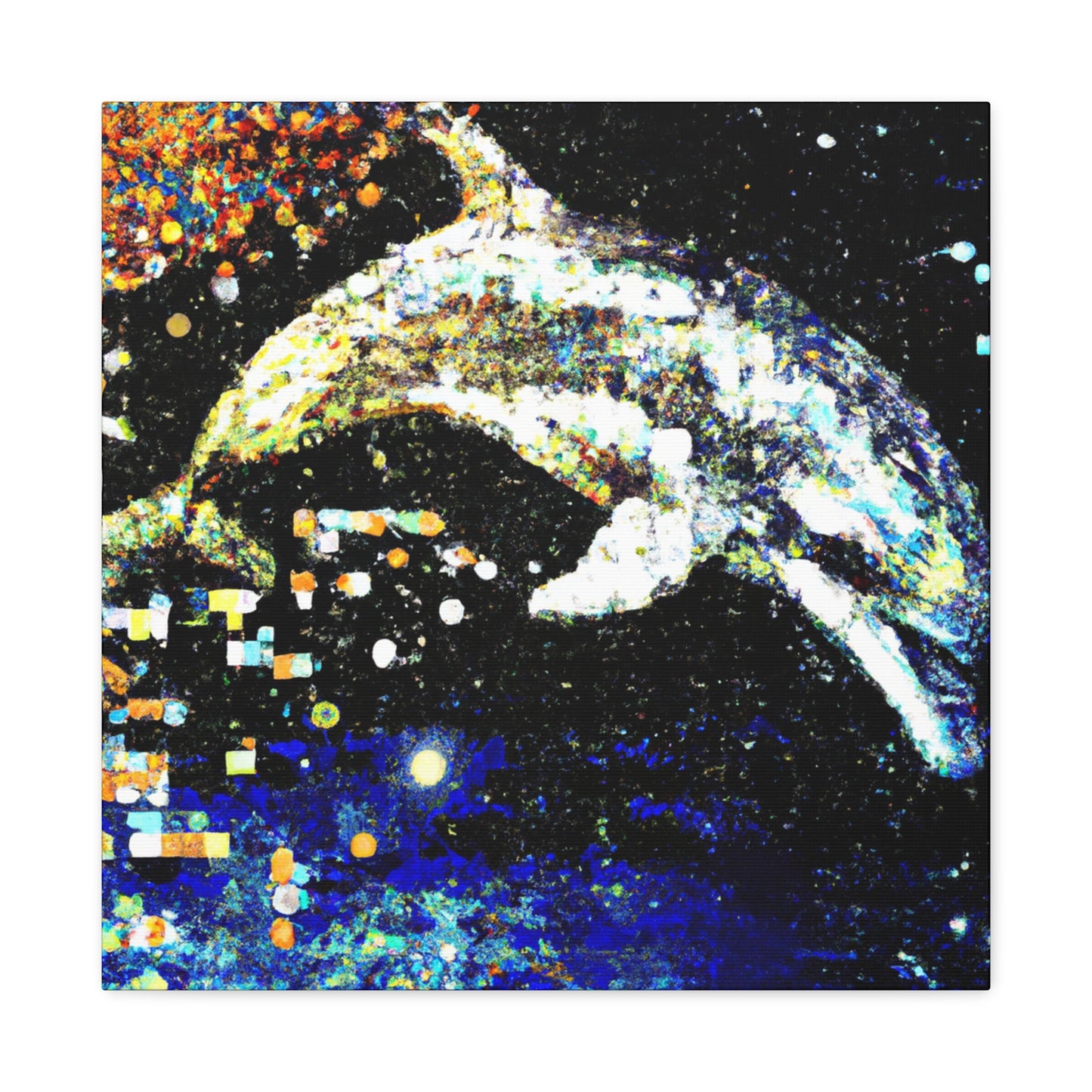 Dolphins in Pointillism - Canvas