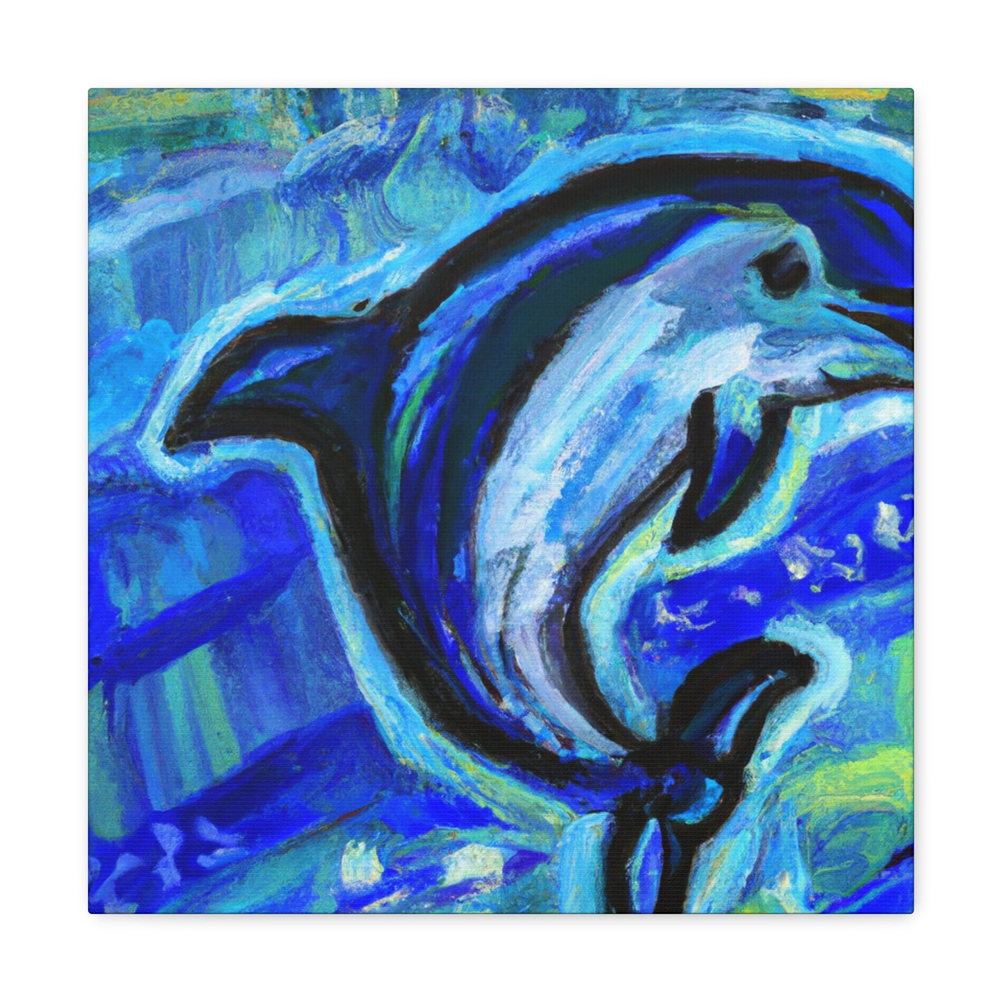 Dolphin in Blue Spray - Canvas