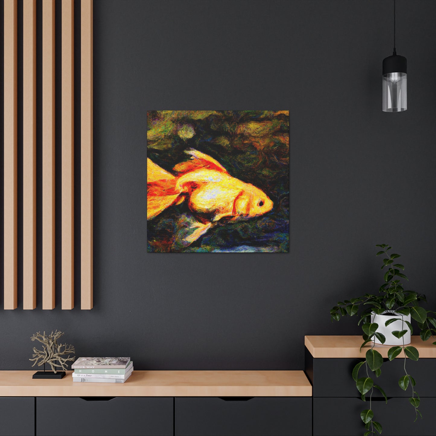 "Gilded Goldfish Glowing". - Canvas