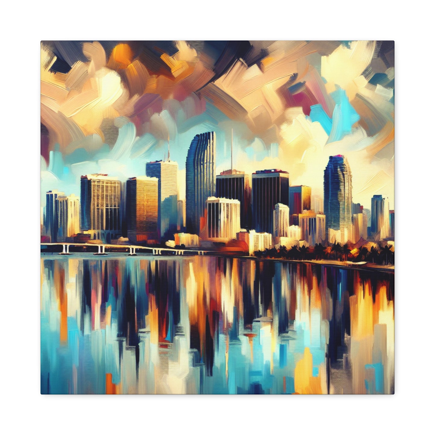 Miami: Vibrant Cityscape Eruption - Canvas