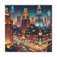 Midnight Metropolis Glow - Canvas