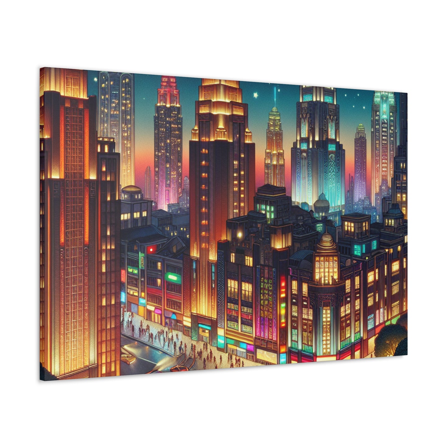 Midnight Metropolis Glow - Canvas