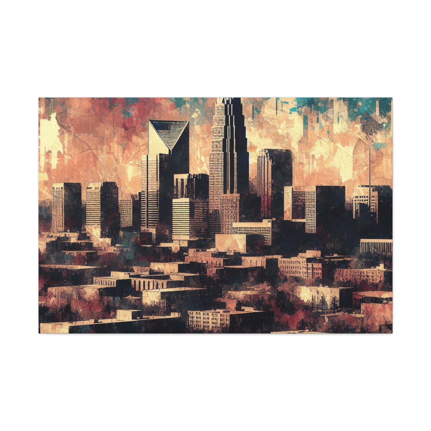 Carolinas tumultuous cityscape blending. - Canvas