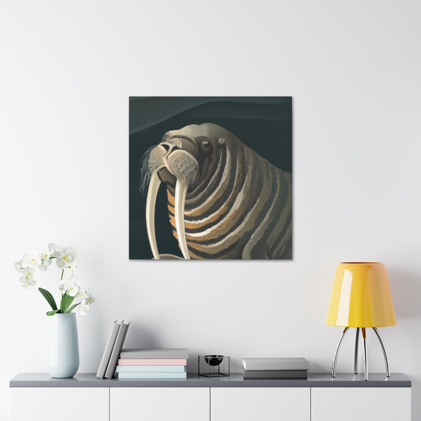 "Walrus in Moonlight Pose" - Canvas