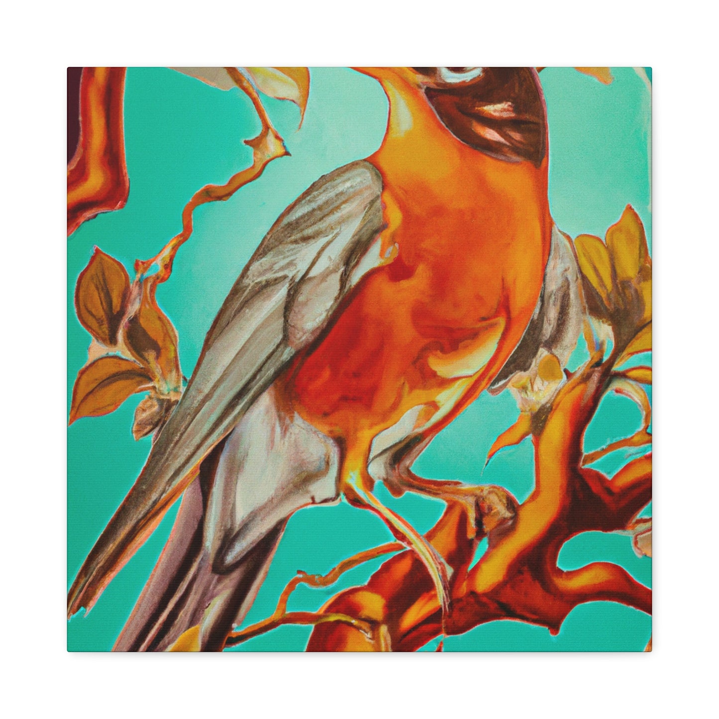 "American Robin's Songbird Symphony" - Canvas