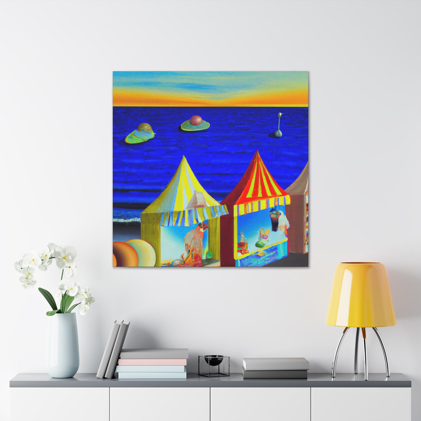 "Beach Shops Dreamscape" - Canvas