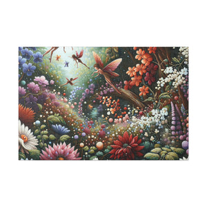 Whimsical Blooms and Sprites - Canvas