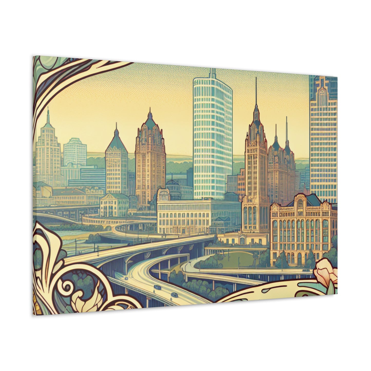 "Cityscape Symphony: Milwaukee" - Canvas