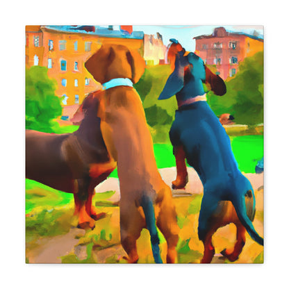 "Dappled Dachshund Delight" - Canvas