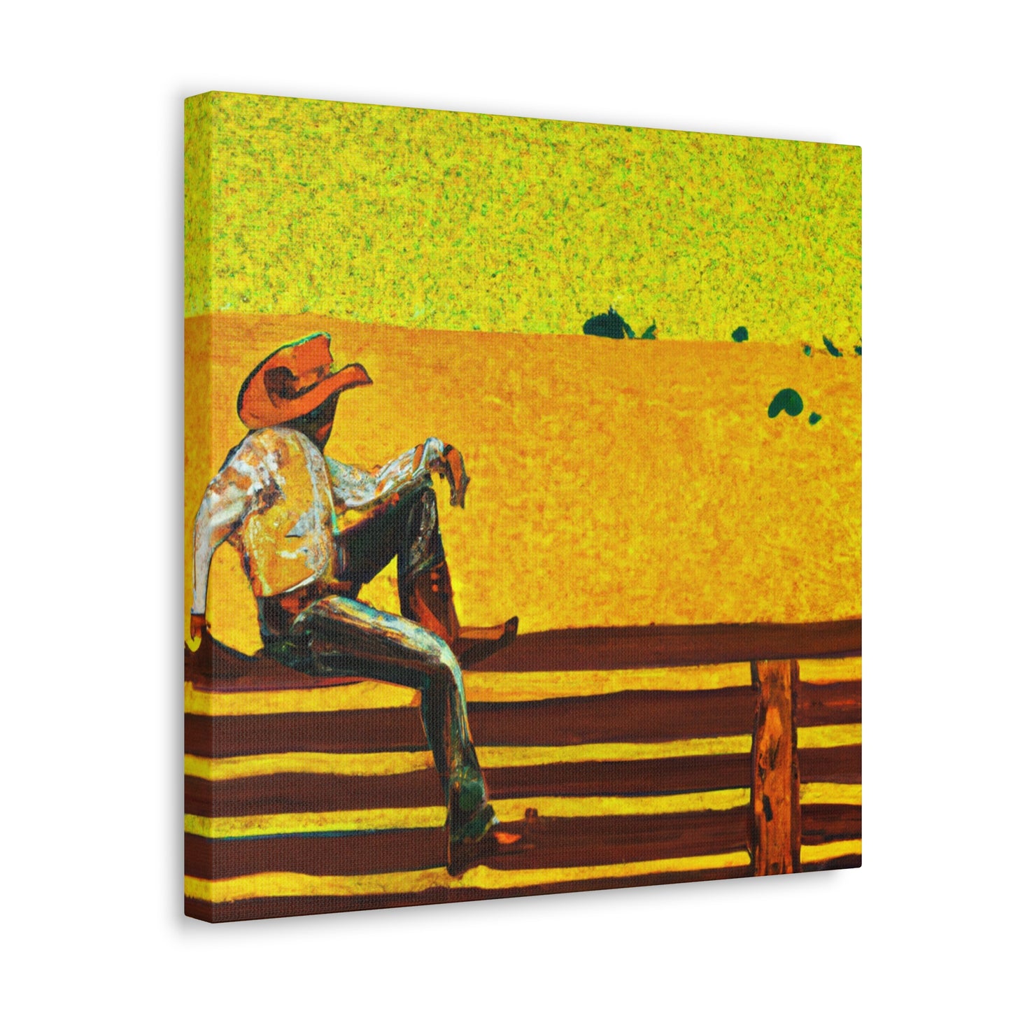 Cowboy on the Fence - Canvas