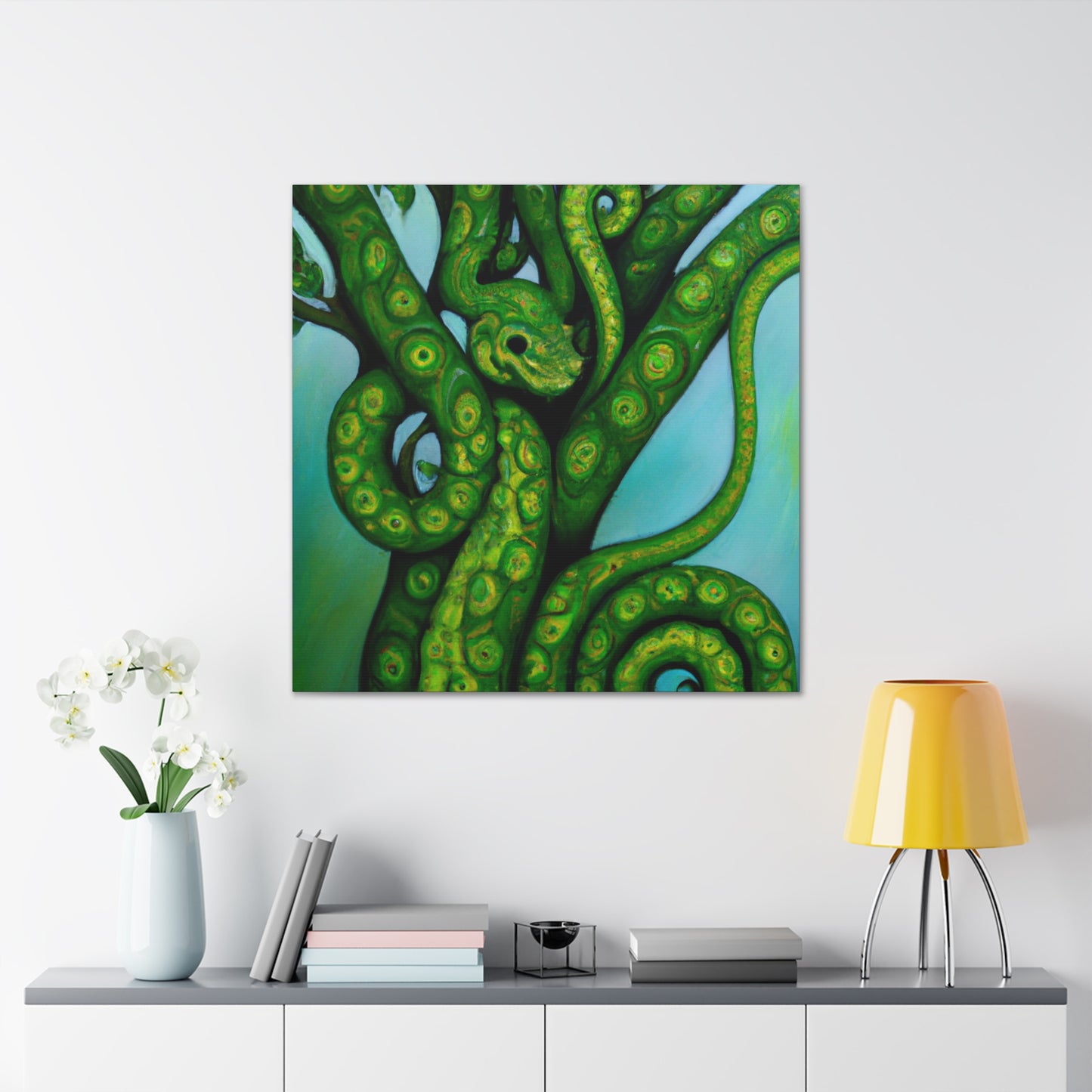 Green Python in Bloom - Canvas