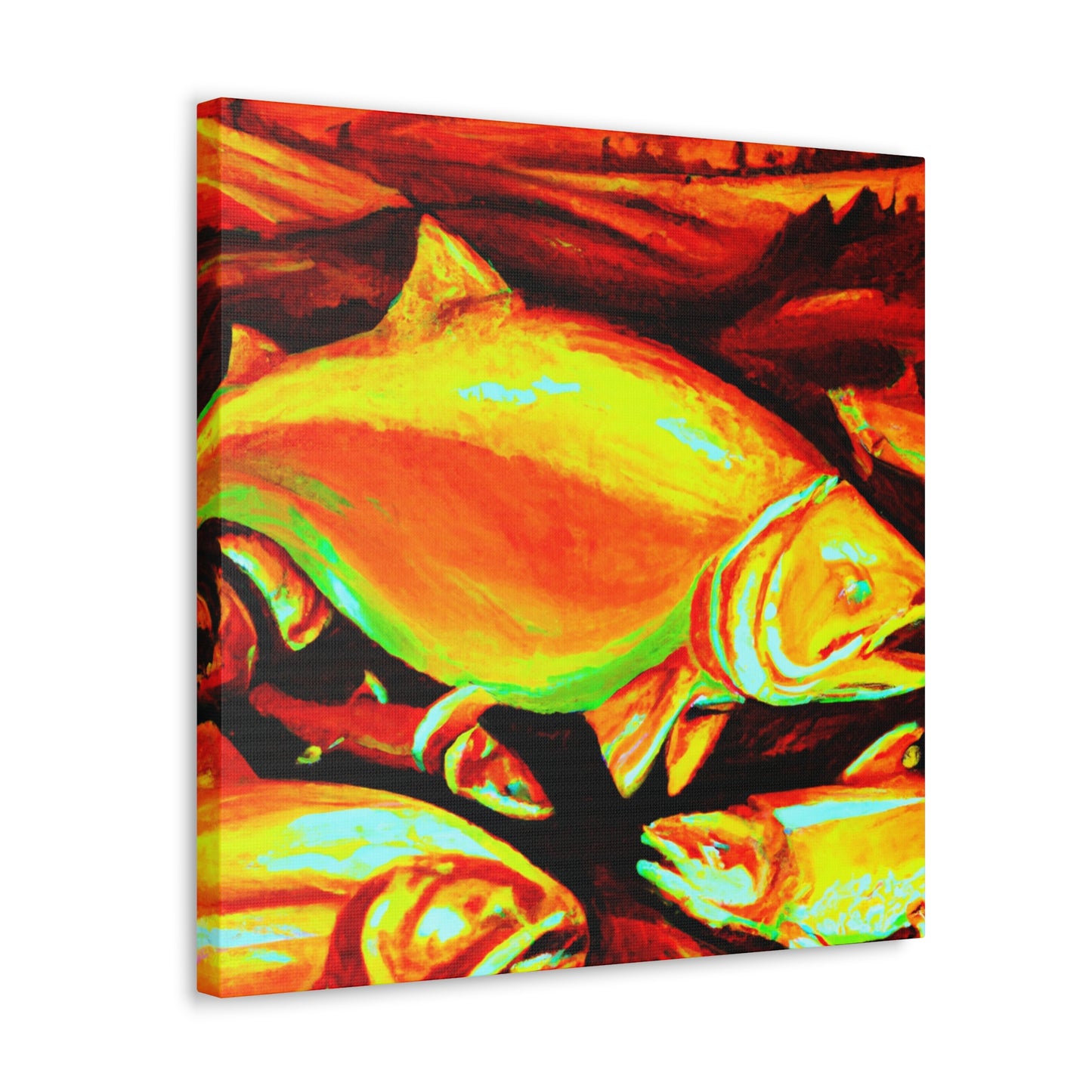 "Salmon in Moonlight Glow" - Canvas