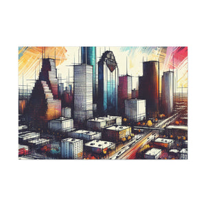 "Urban Luminosity: Houston's Vibes" - Canvas