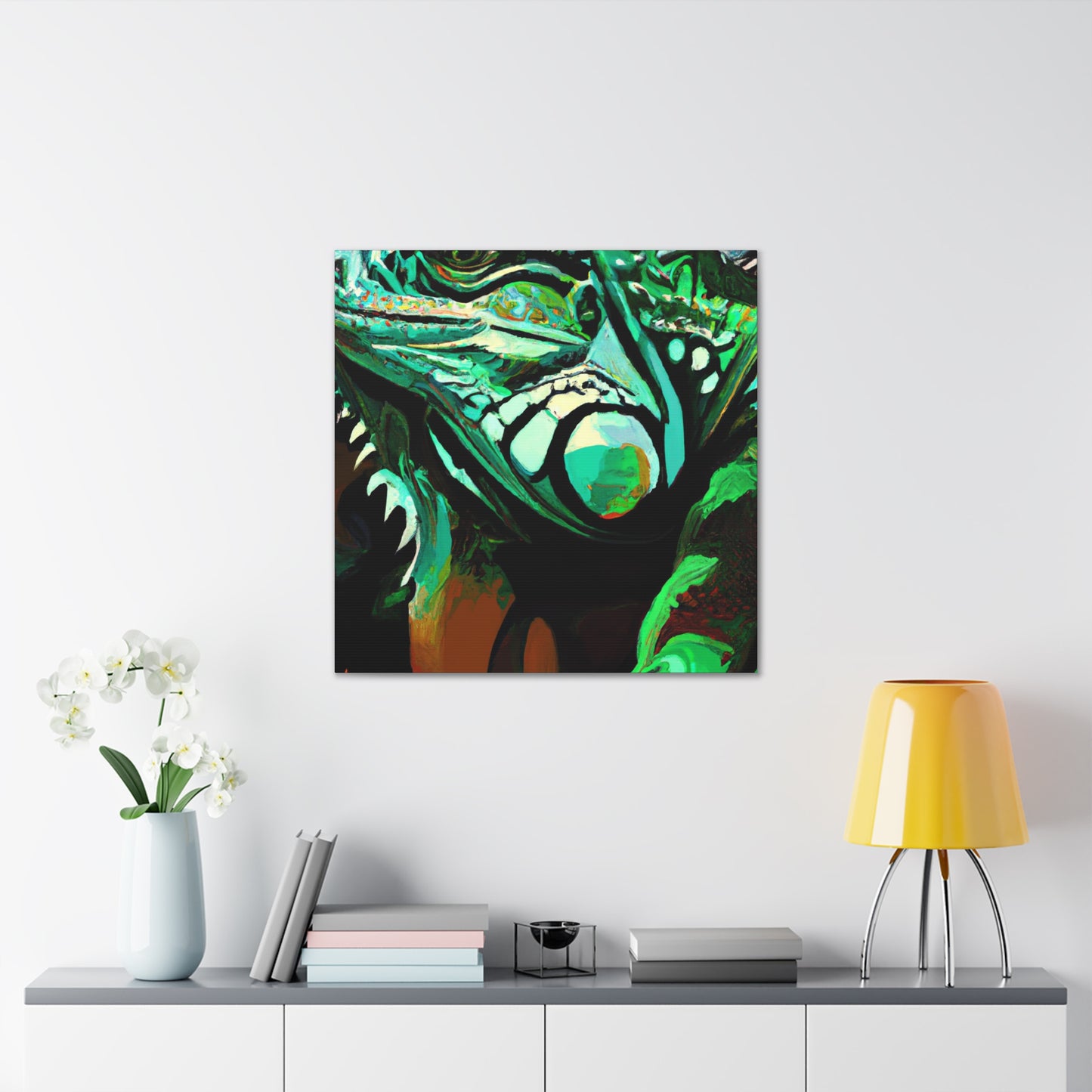 Iguana's Art Deco Pose - Canvas