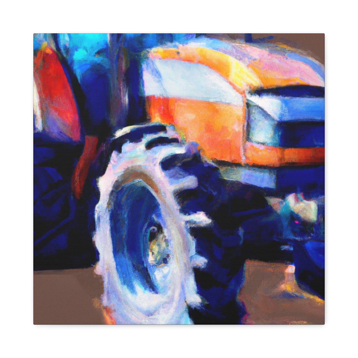 Old Tractor Plowing - Canvas