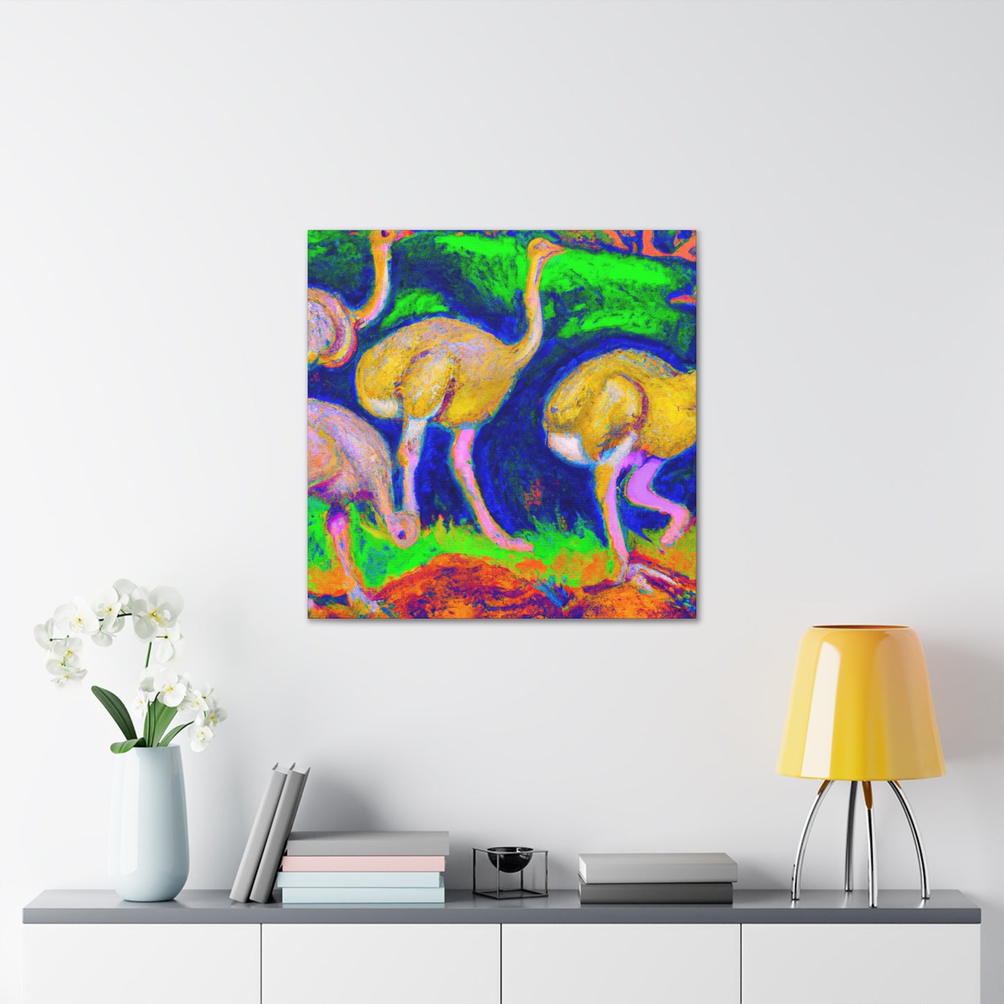 Ostrich Dreamscape Painting - Canvas