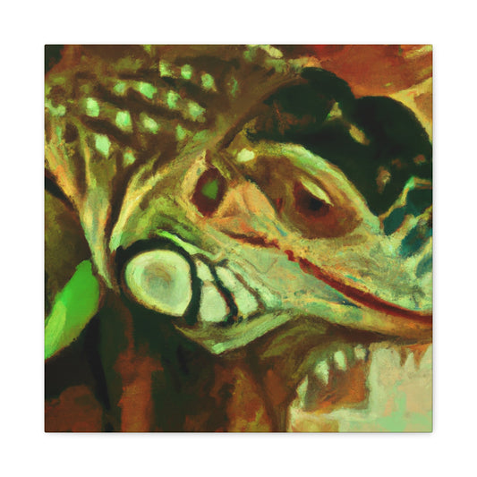 "Green Iguana Solitude" - Canvas