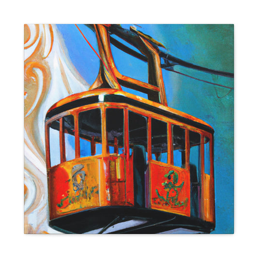 "Cable Car Sunset Scene" - Canvas