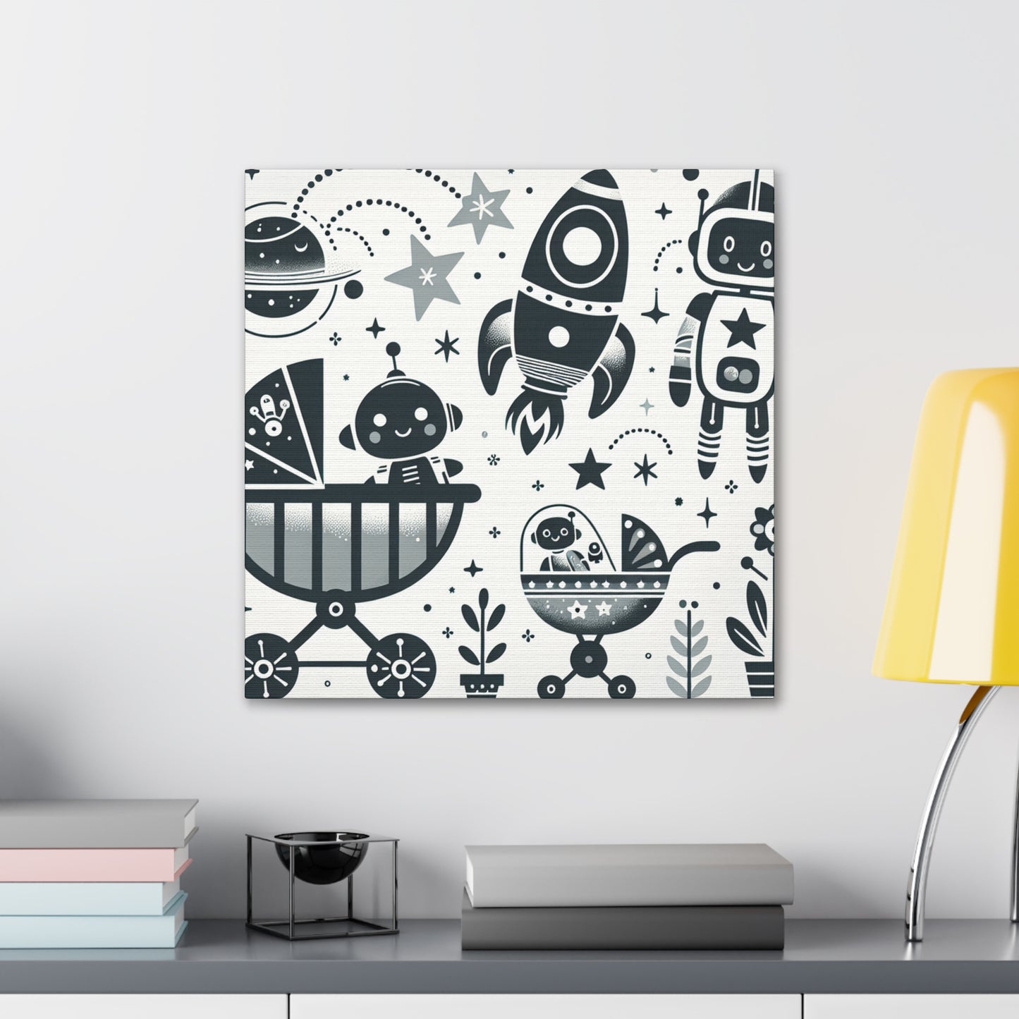 "Whimsical Robotic Journey" - Canvas