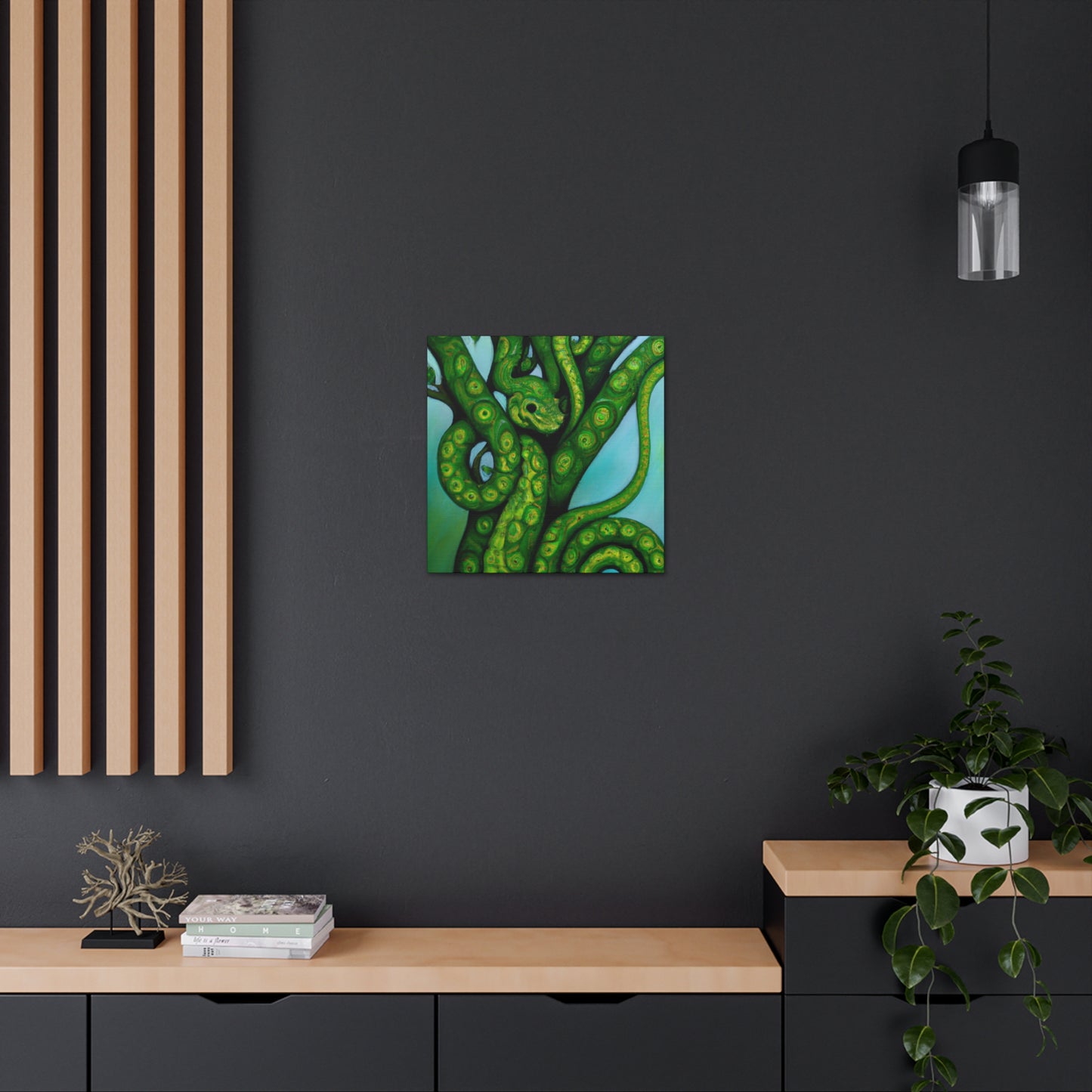 Green Python in Bloom - Canvas