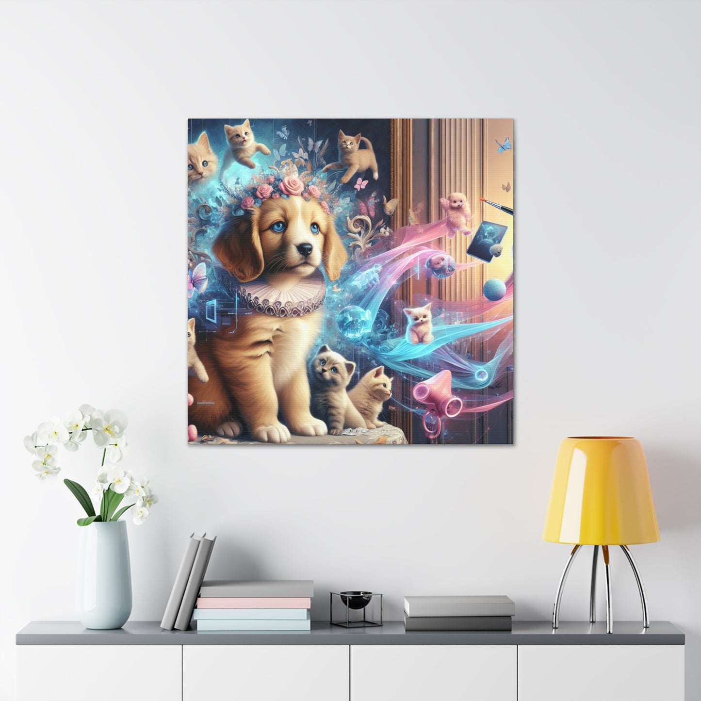 "Purring Playful Companions" - Canvas