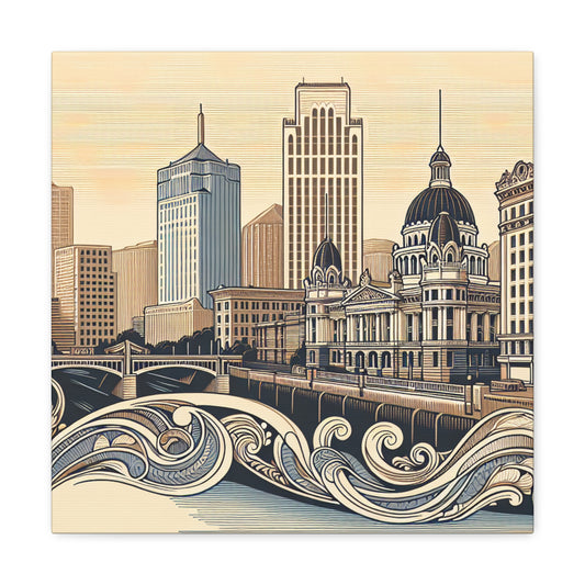 "Golden City Serenade" - Canvas